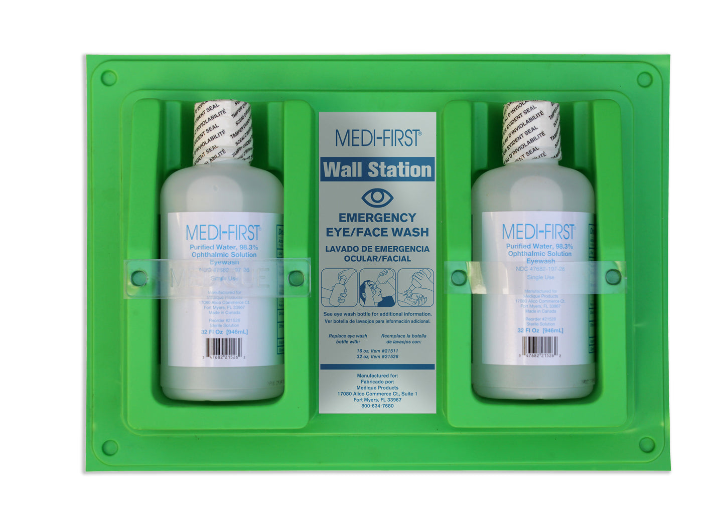 First Aid Eye Wash Wall Station 2 bottles
