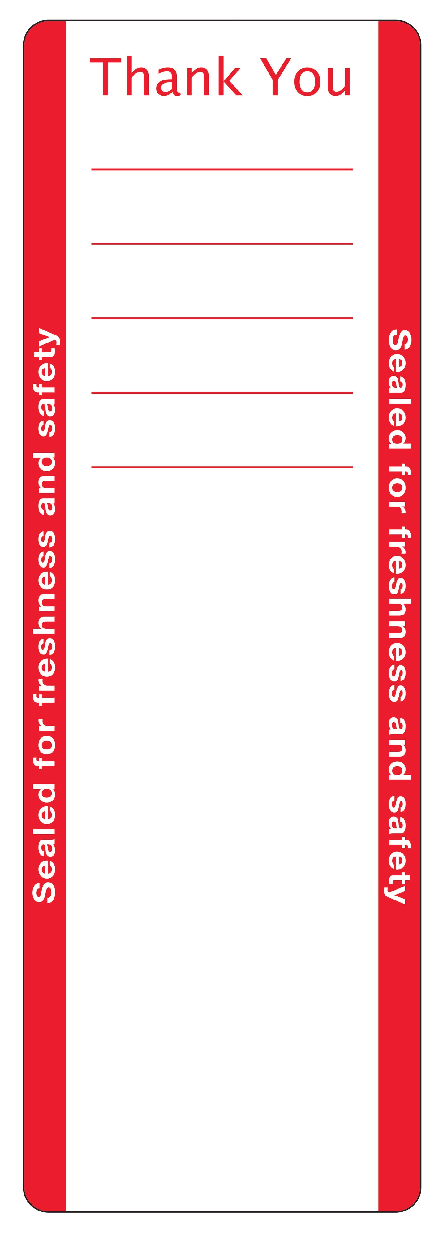 Tamper Indicating Label w-slits "Thank You"