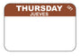 Thursday - Jueves 1" x 1.5" Durable Day of the Week Date Label