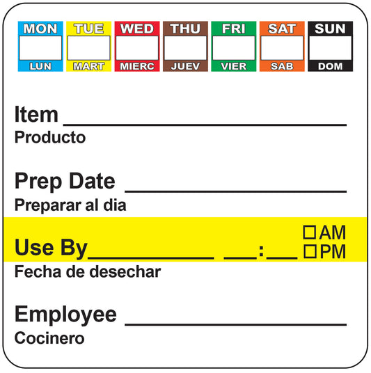 2" x 2" Removable 7 Day 7 Color Shelf Life Date Label®