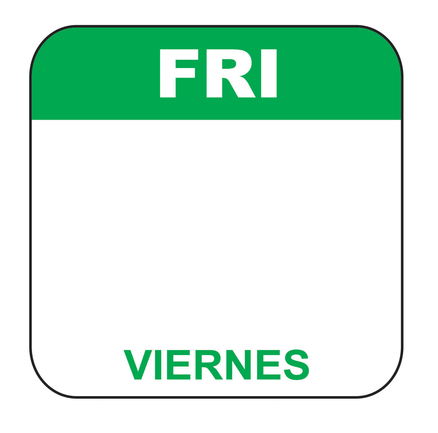 Friday - Viernes 1" x 1" Dissolvable Date Label