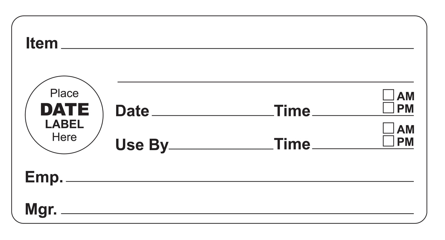 4" x 2" Removable Prep Label for use with .75" Date Labels