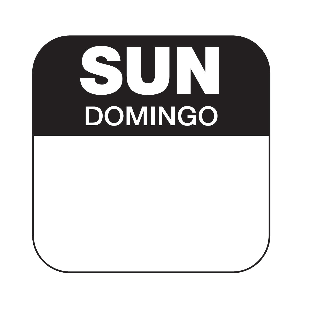 Sunday - Domingo 1" x 1" Removable Day of the Week Date Label