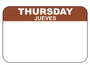 Thursday - Jueves 1" x 1.5" Dissolvable Day of the Week Date Label