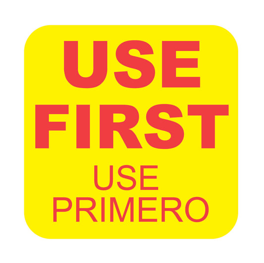 Use First Use Primero 1" x 1" Dissolvable Date Label