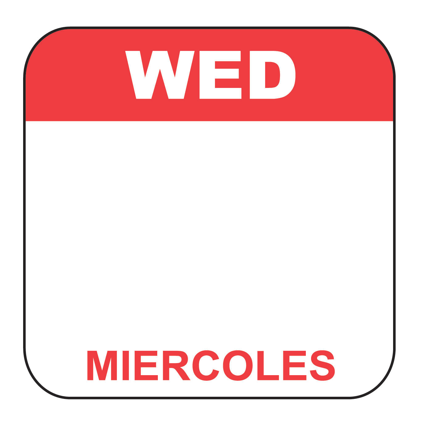 Wednesday - Miercoles 1" x 1" Dissolvable Date Label