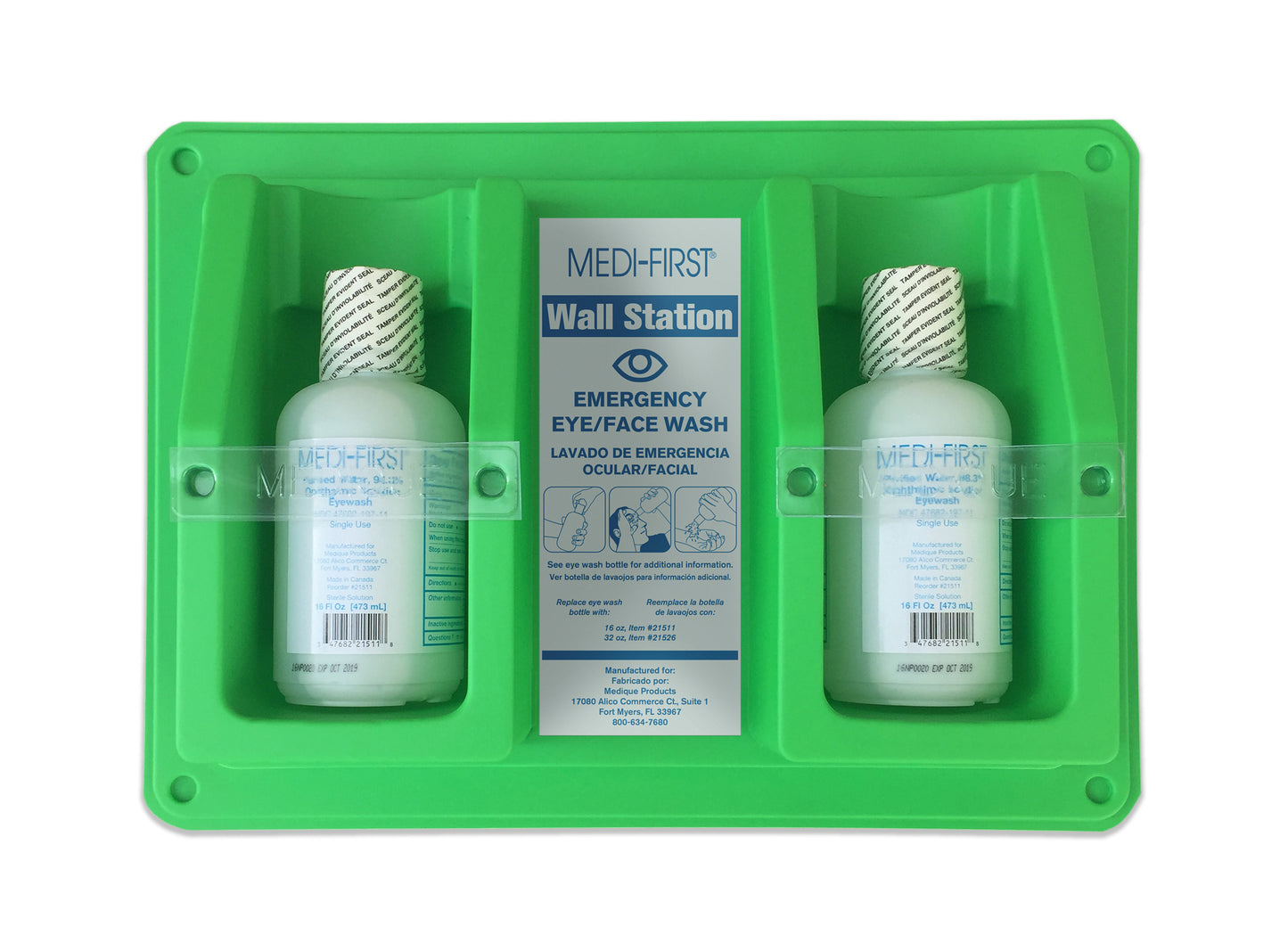 First Aid Eye Wash Wall Station 2 bottles