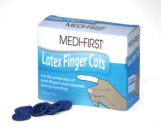 Latex Finger Cots, Medium, Blue