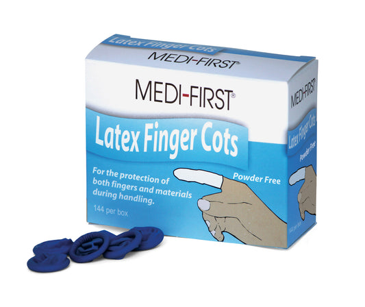 Latex Finger Cots, Large, Blue
