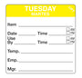 Tuesday - Martes 2" x 2" Durable Day of the Week Shelf Life Date Label