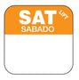 Saturday - Sabado 1" x 1" Durable Day of the Week Date Label