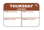 Thursday - Jueves 1" x 1.5" Durable "Quad" Day of the Week Date Label