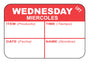 Wednesday - Miercoles 1" x 1.5" Durable "Quad" Day of the Week Date Label