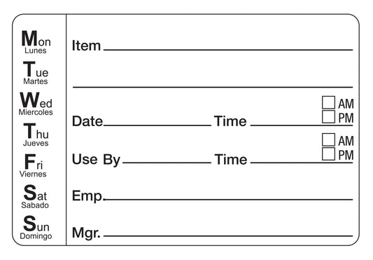 2" x 3" Dissolvable 7 Day Shelf Life Date Label