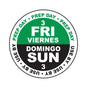 Friday use by Sunday .75" 3-Day Cold Temperature Prep Day-Use By Date Label