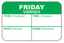 Friday - Viernes 1" x 1.5" Dissolvable "Quad" Day of the Week Date Label