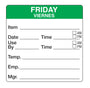 Friday - Viernes 2" x 2" Removable Day of the Week Prep Date Label