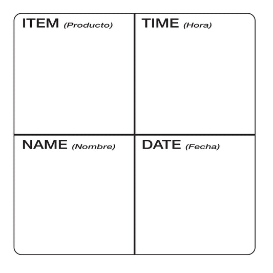 2" x 2" Dissolvable Item-Time Date Label