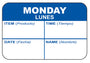 Monday - Lunes 1" x 1.5" Dissolvable "Quad" Day of the Week Date Label