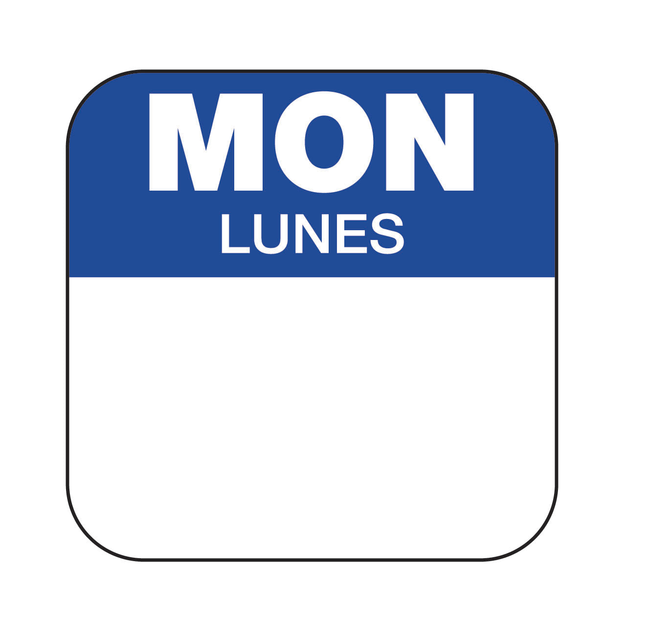 Monday - Lunes 1" x 1" Removable Day of the Week Date Label