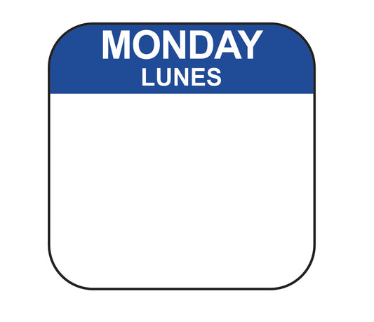 Monday - Lunes .75" x .75" Dissolvable Date Label