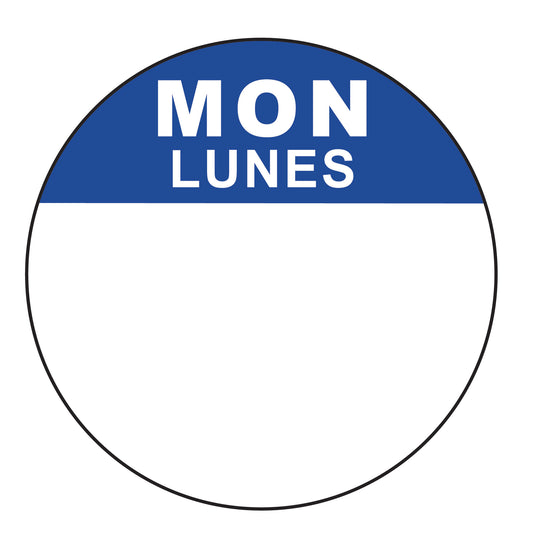 Monday - Lunes 1" Cold Temperature Day of the Week Date Label