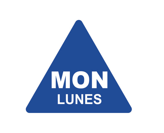 Monday - Lunes .75" Dissolvable Date Label