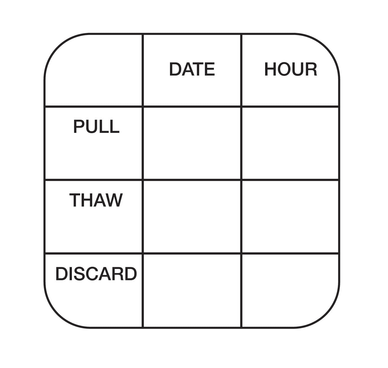 1" x 1" Removable Pull-Thaw Date Label