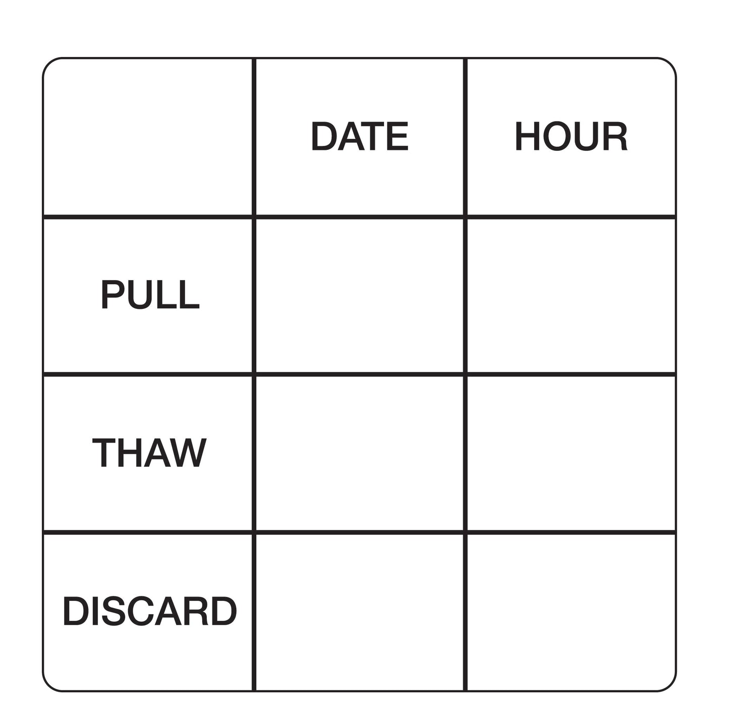 2" x 2" Removable Pull-Thaw Date Label