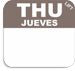 Thursday - Jueves 1" x 1" Durable Day of the Week Date Label