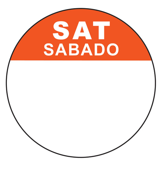 Saturday - Sabado 1" Cold Temperature Day of the Week Date Label