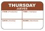 Thursday - Jueves 1" x 1.5" Dissolvable "Quad" Day of the Week Date Label