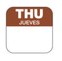 Thursday - Jueves 1" x 1" Removable Day of the Week Date Label
