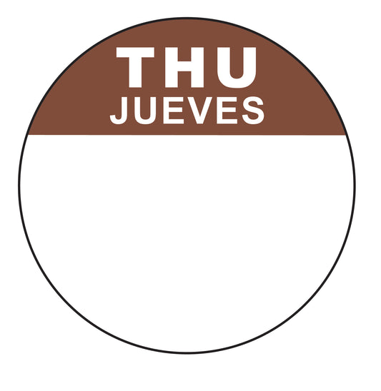 Thursday - Jueves 1" Cold Temperature Day of the Week Date Label