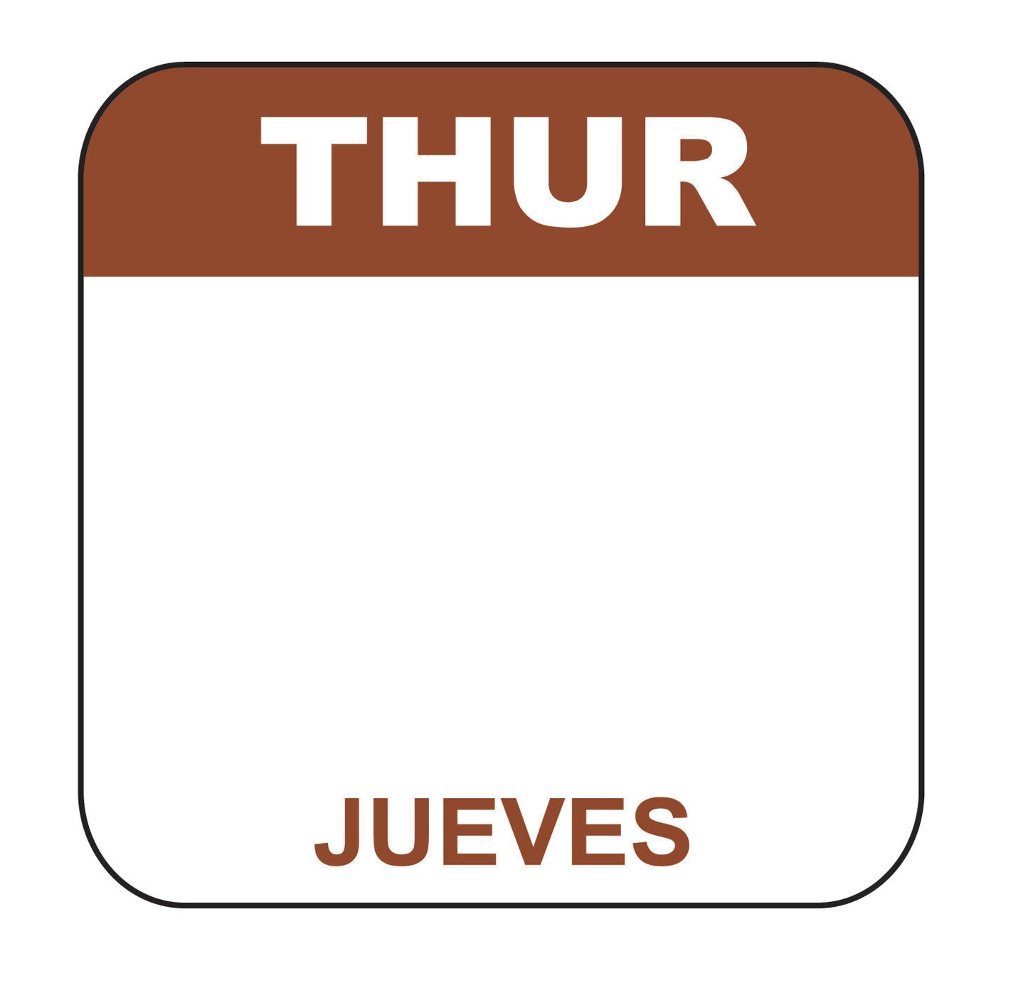 Thursday - Jueves 1" x 1" Dissolvable Date Label