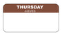 Thursday - Jueves 2" x 1" Removable Day of the Week Date Label