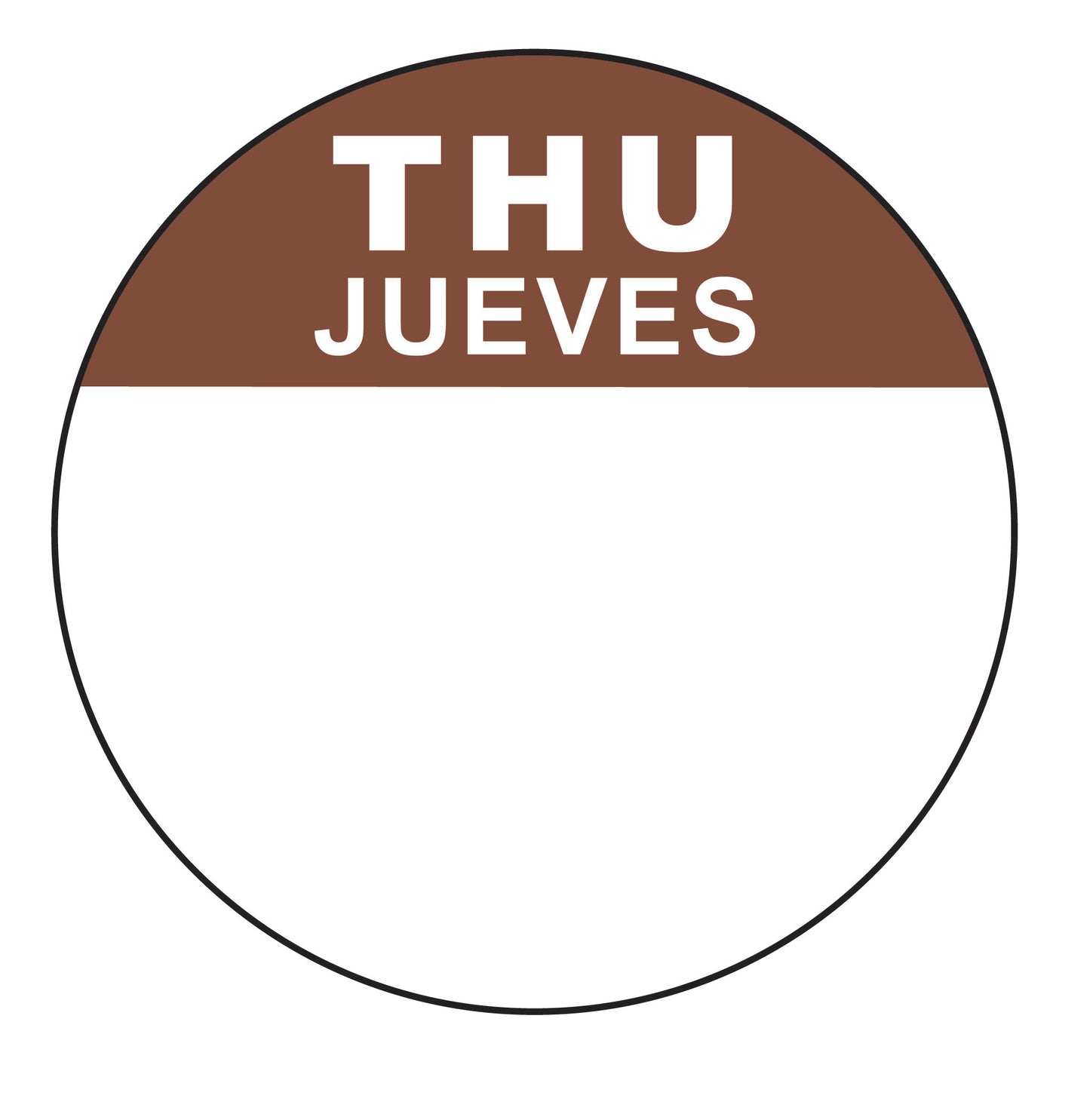 Thursday - Jueves 1.5" Cold Temperature Day of the Week Date Label
