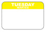 Tuesday - Martes 1" x 1.5" Dissolvable Day of the Week Date Label