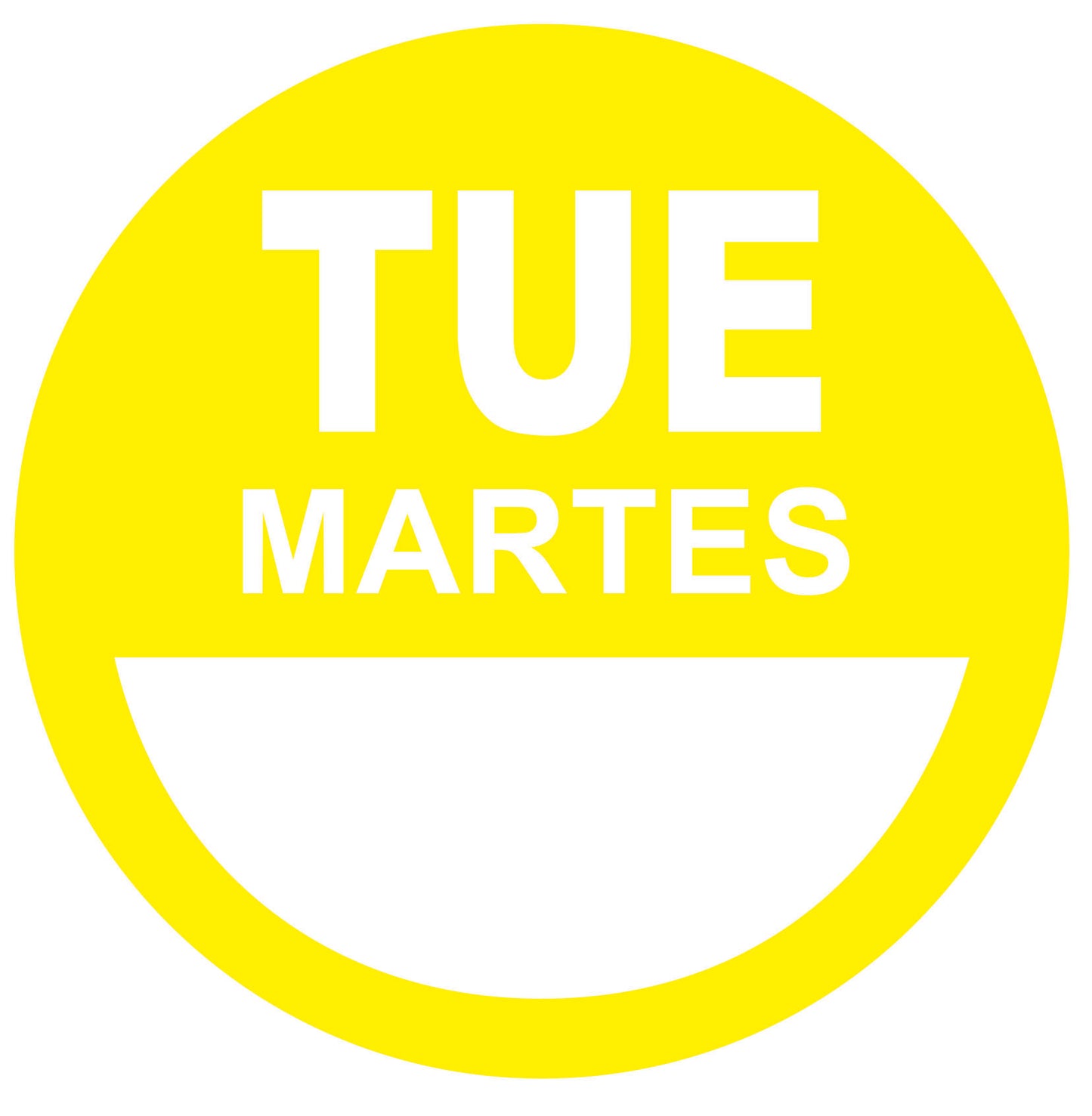 Tuesday-Martes 2" Cold Temperature Day of the Week Date Label