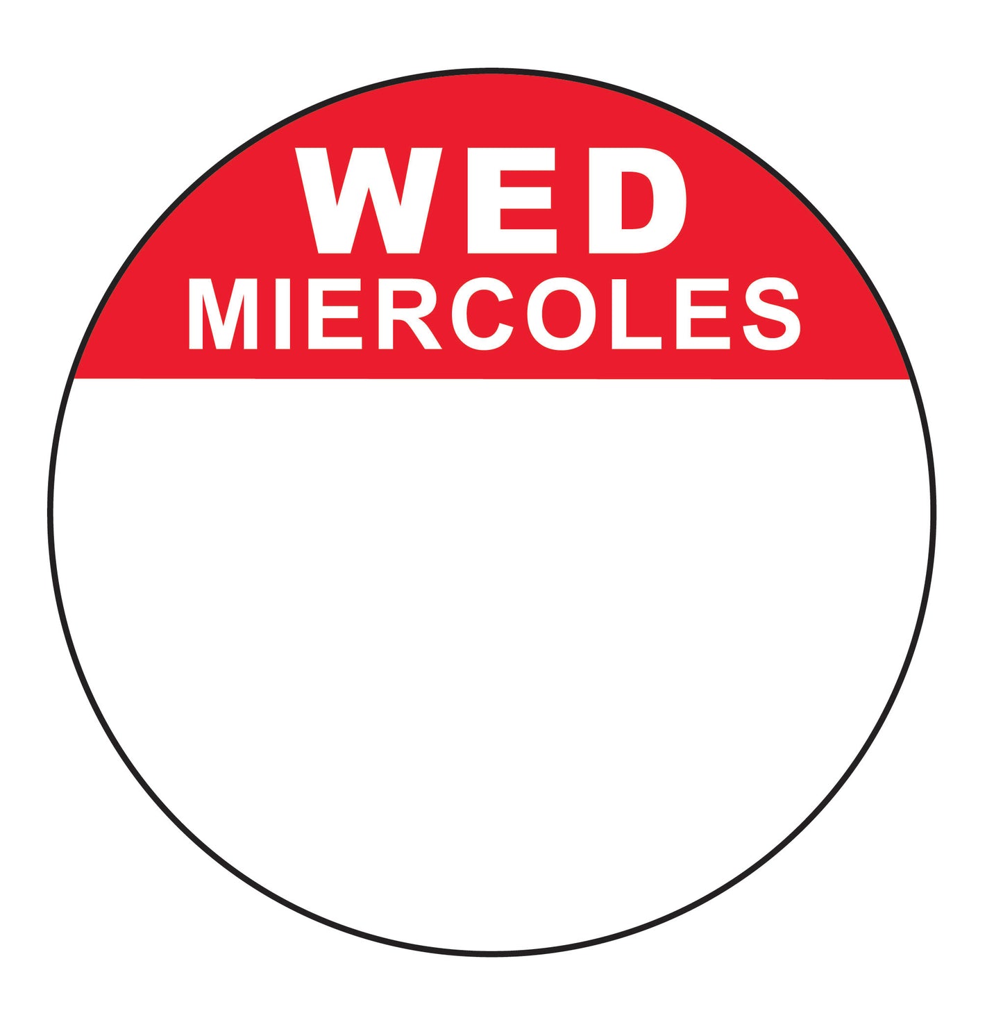 Wednesday - Miercoles 1" Cold Temperature Day of the Week Date Label