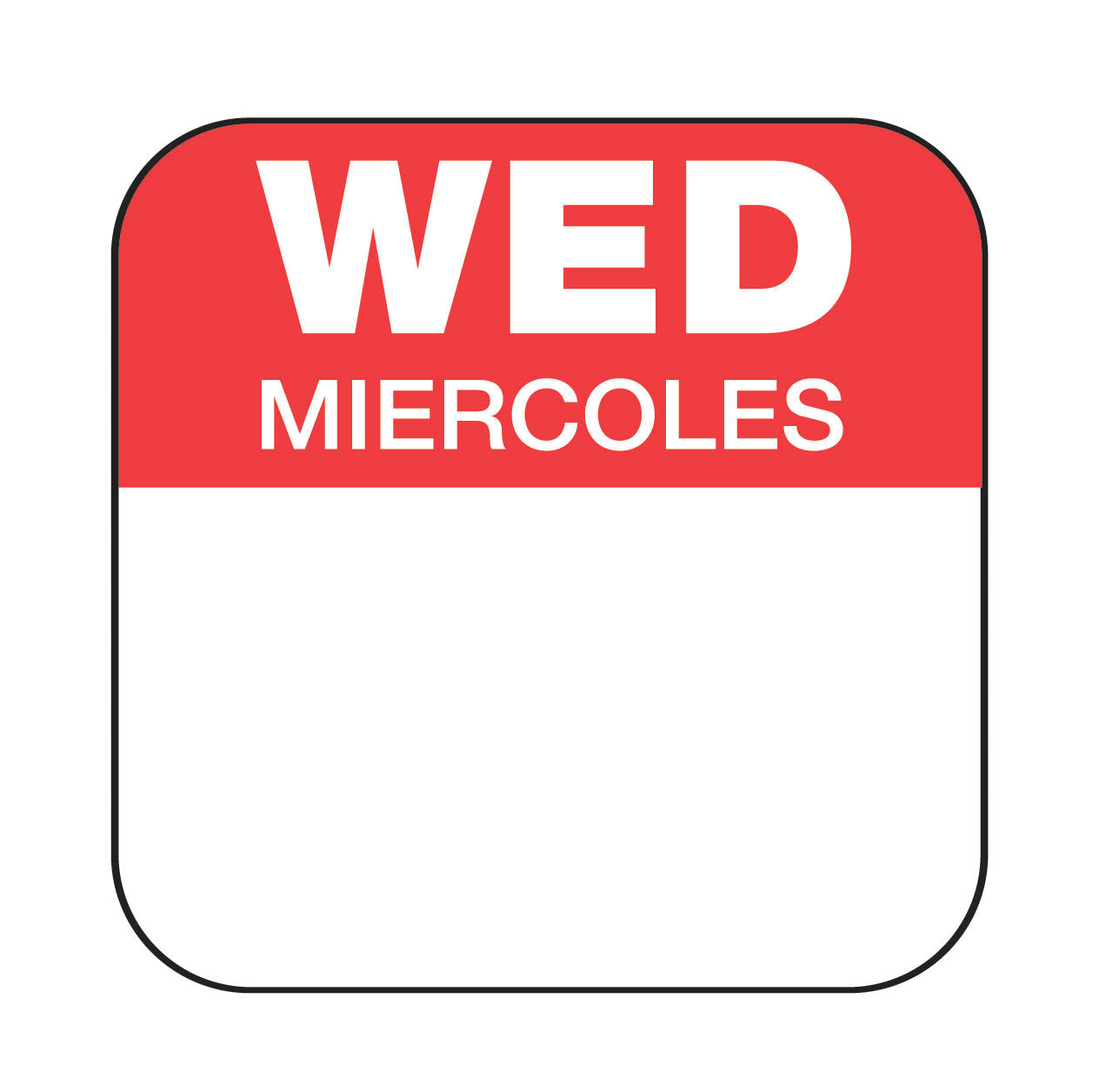Wednesday - Miercoles 1" x 1" Removable Day of the Week Date Label