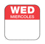 Wednesday - Miercoles 1" x 1" Removable Day of the Week Date Label